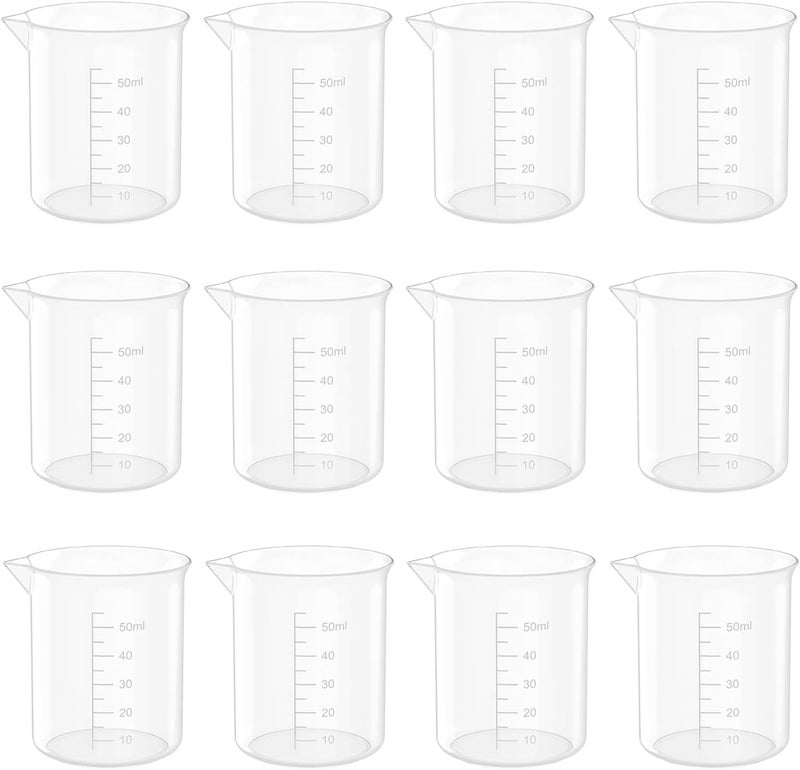 Goiio 17 Oz Transparent Lab Measuring Cup, 500ml Plastic Beaker Cups, for Science Experiment, Liquid Measuring, 12 Pcs - Image 1